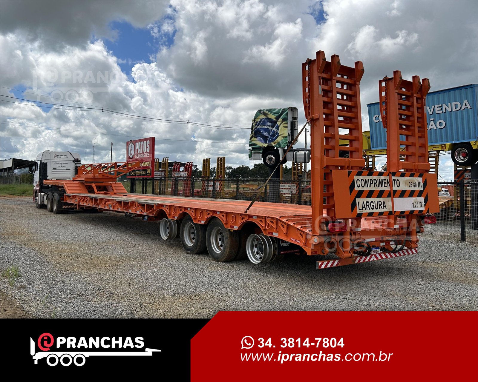Prancha Carrega Tudo 04 Eixos Laranja 