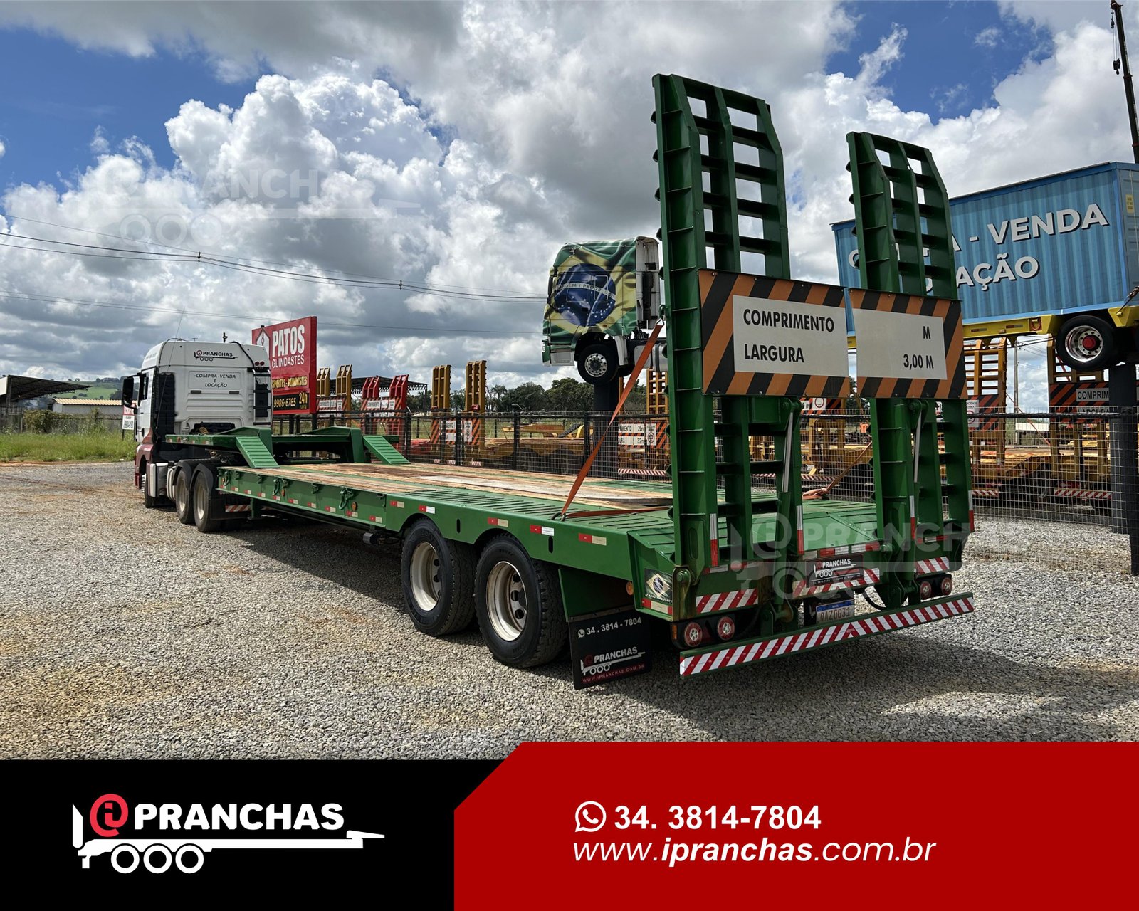 Prancha Carrega Tudo Reta 02 Eixos Verde