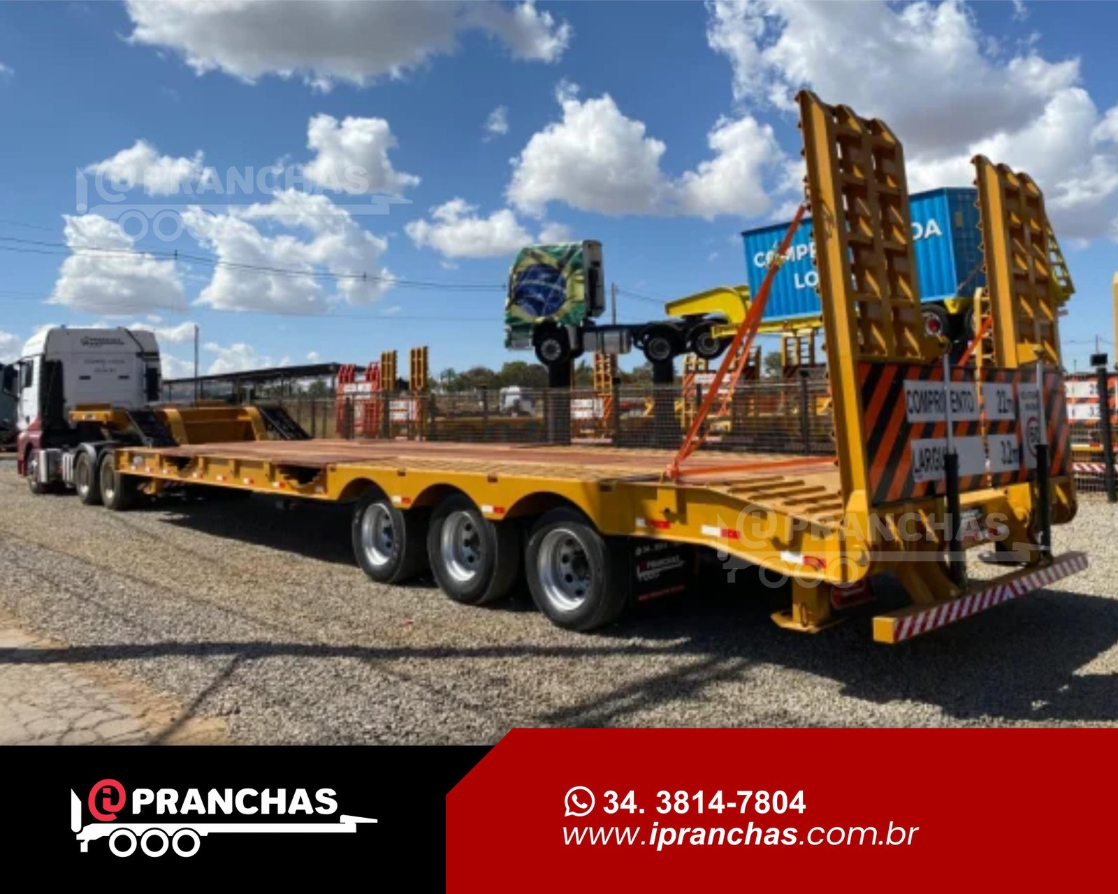 Prancha Carrega Tudo Agrícola 03 Eixos Amarela