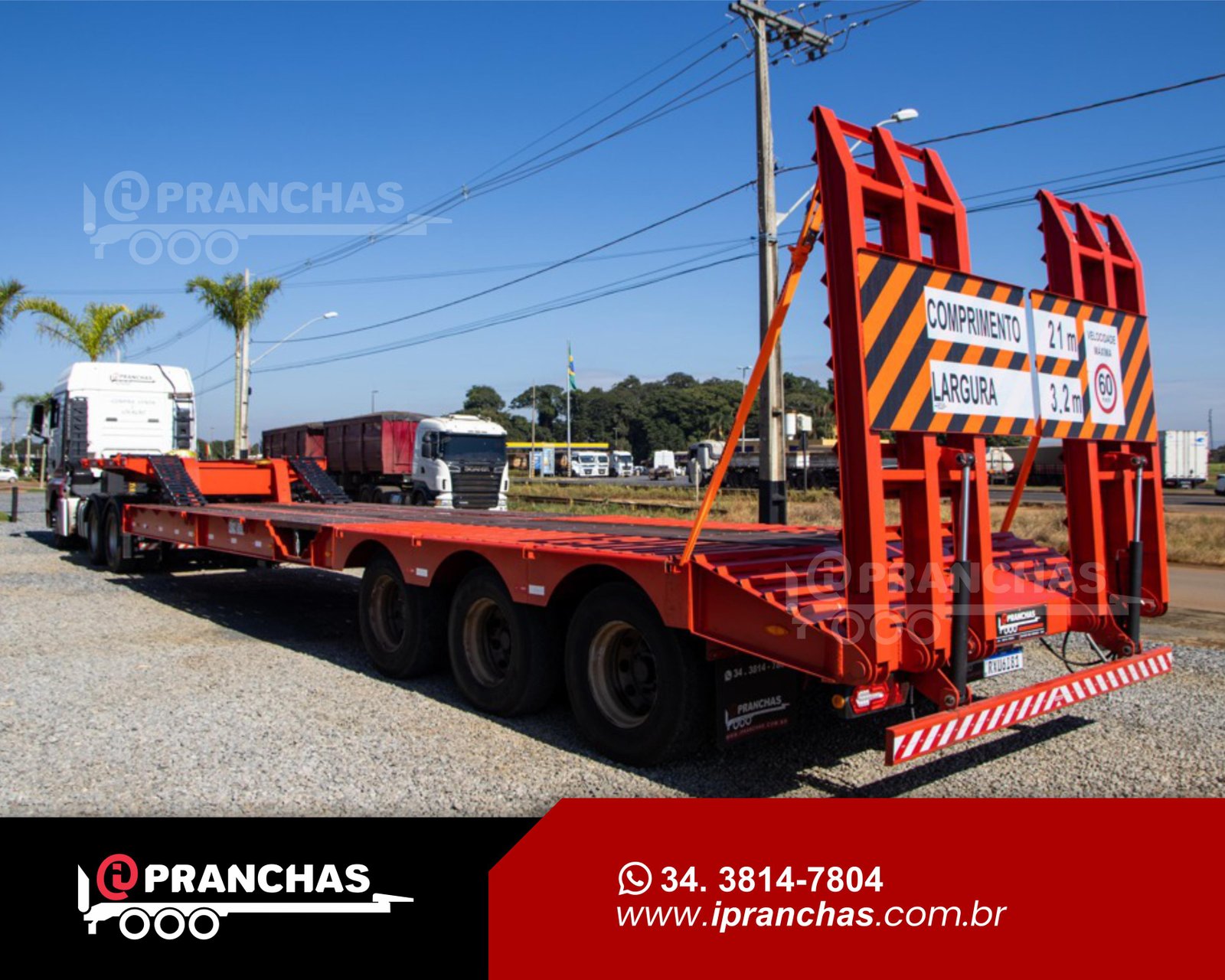 Prancha Carrega Tudo 03 Eixos Vermelha