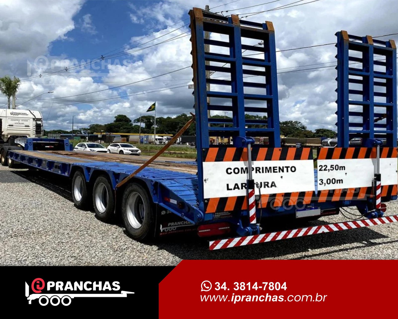 Prancha Carrega Tudo 03 Eixos Plana Azul