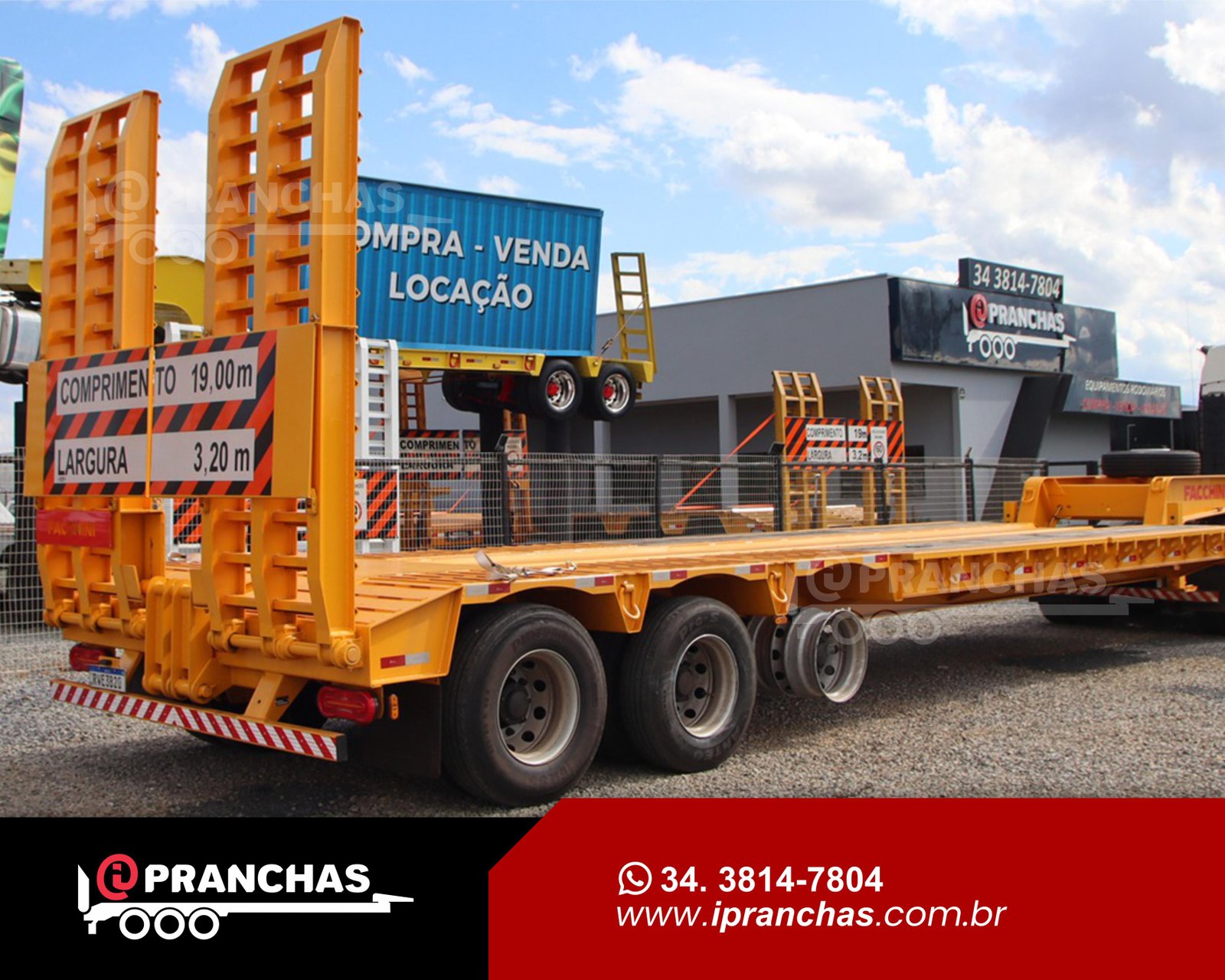 Prancha Carrega Tudo Reta 03 Eixos Amarela